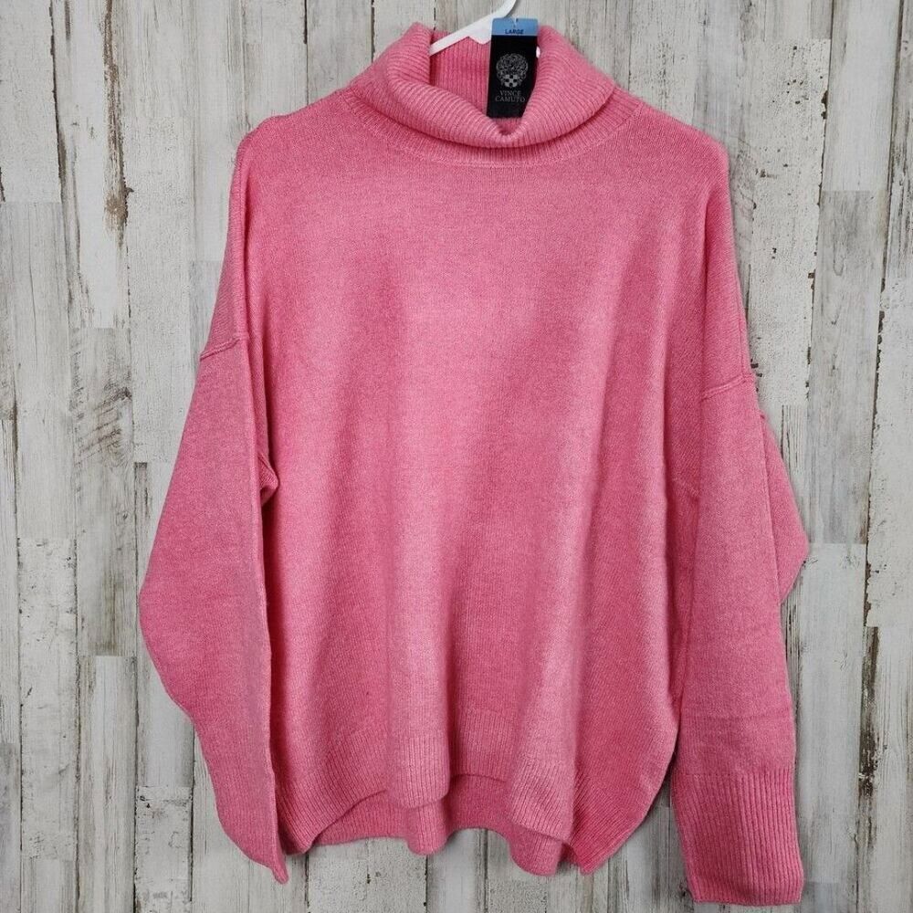 Vince Camuto Relaxed Fit Soft Turtleneck Sweater Pop Pink Size Large